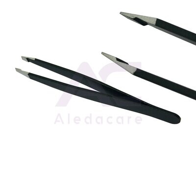 Pinzette schwarz, Stahl, 9.5 cm lang,