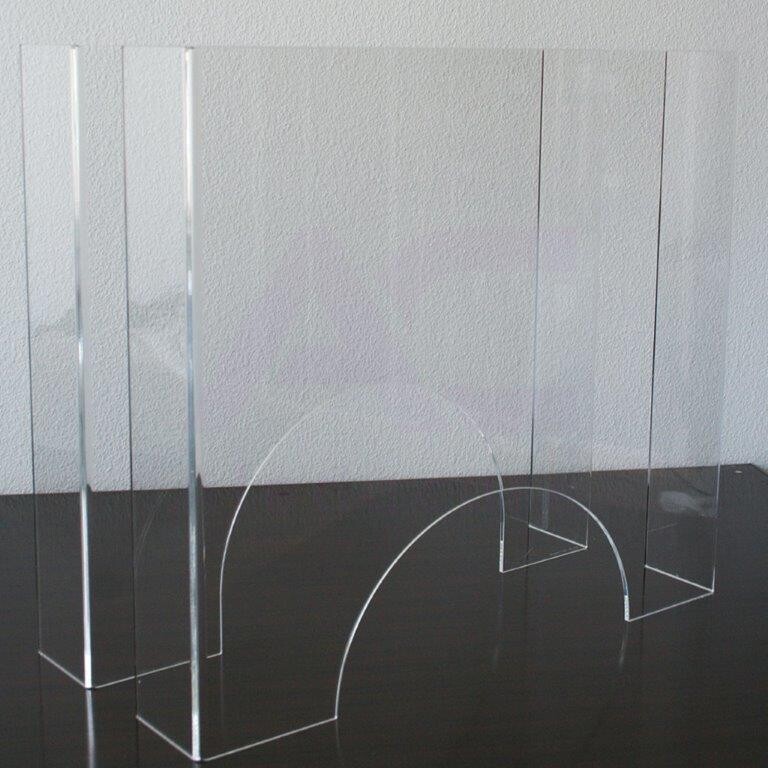 Plexi-Trennwand, Seiten abgewinkelt, kleine Oeffnung