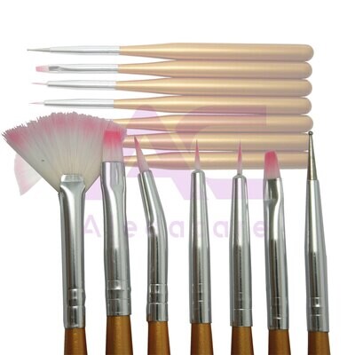 Gelpinsel mit Fächerpinsel + Kugeldesigner, Set à 7 Stück
