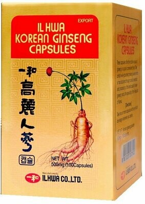 Ginseng Coreano 500 mg. 100 Cápsulas Tarro de Cristal Tongil
