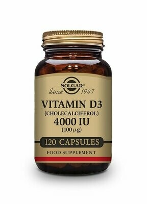 Vitamina D3 4000 UI (100 μg) (Colecalciferol) - 120 Cápsulas vegetales Solgar®