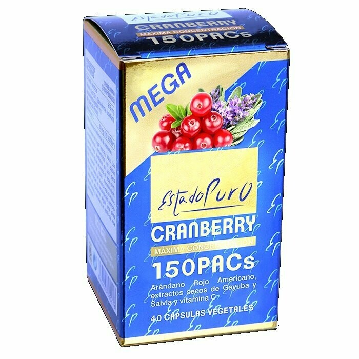 Cranberry Mega, Arándano Rojo Americano, 150 PACs 40 Cápsulas Vegetales Estado Puro de Tongil