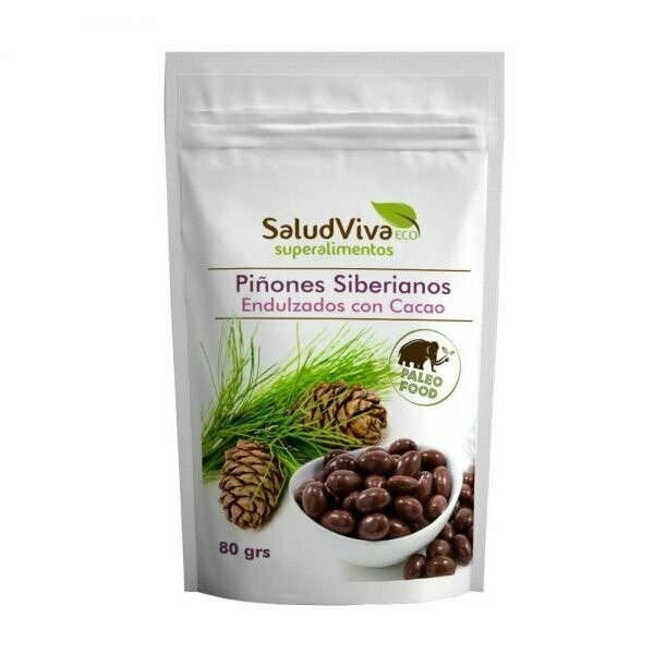 Piñones Siberianos Bañados con Cacao ECO 80g SaludViva