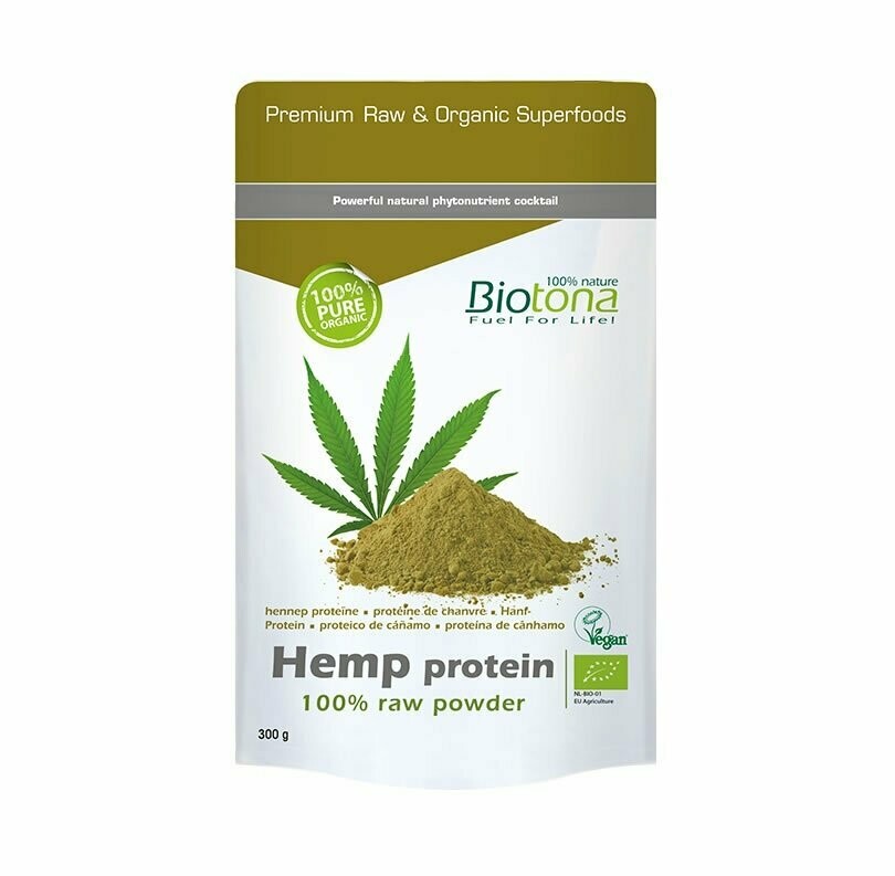 Cáñamo proteína 100% polvo puro Bio 300 g Biotona