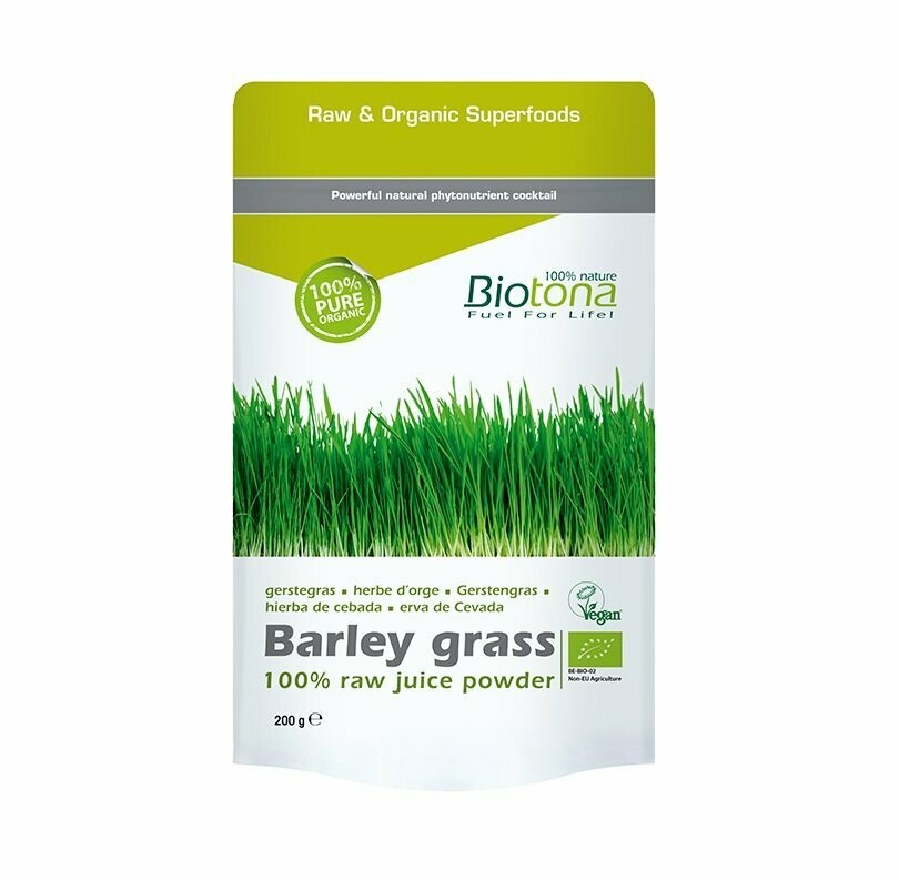 Hierba de Cebada 100% polvo de jugo fresco Bio 200 g Biotona