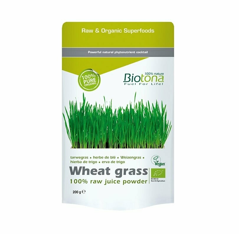 Hierba de Trigo 100% polvo de jugo fresco Bio 200 g Biotona