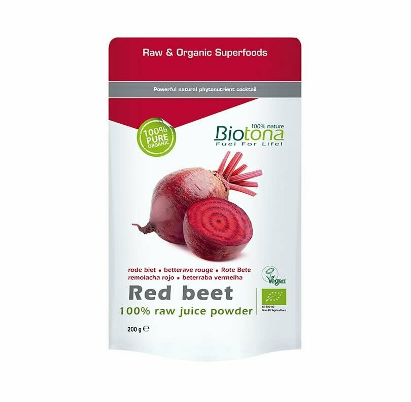Remolacha roja 100% jugo puro en polvo Bio 200 g Biotona