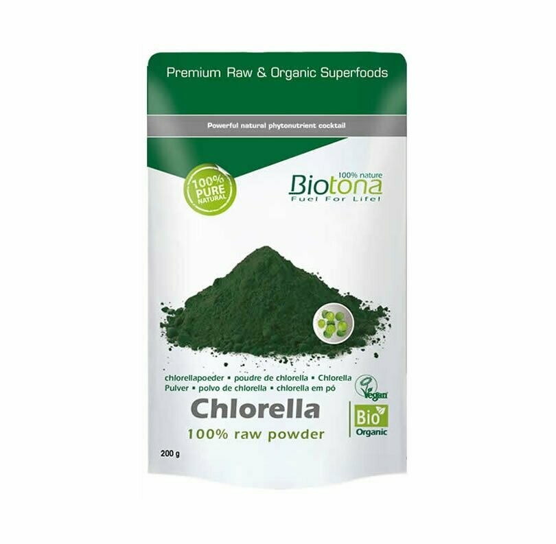 Chlorella Alga en Polvo 100% polvo crudo Bio 200g Biotona