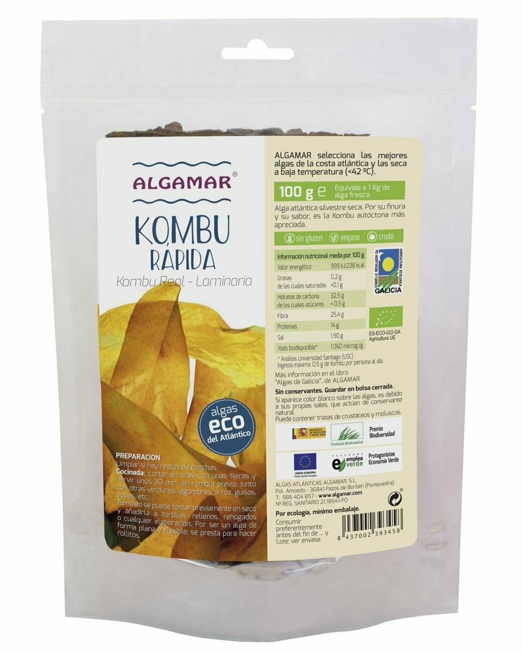Alga Kombu Rápida (Laminaria) ECO 100 g Algamar®