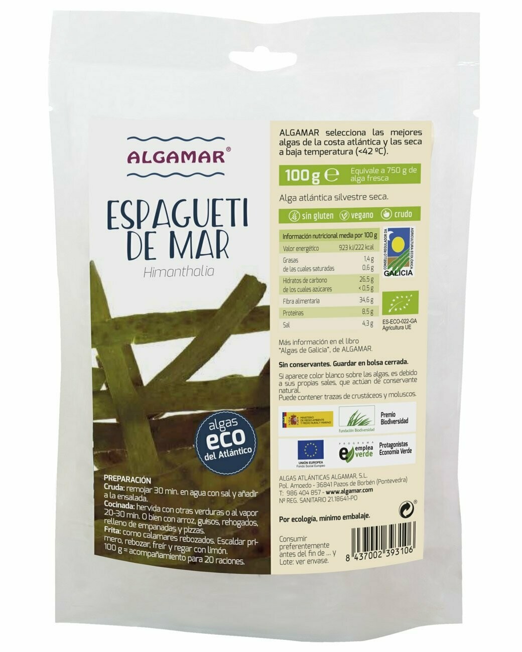 Alga Espagueti de Mar (Himanthalia) ECO 100 g Algamar®