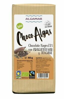 Choco Algas con Espagueti de Mar y Jengibre (Chocolate Negro 72%) BIO 100 g Algamar® Choco Algas con Espagueti de Mar y Jengibre (Chocolate Negro 72%) BIO 100 g Algamar®