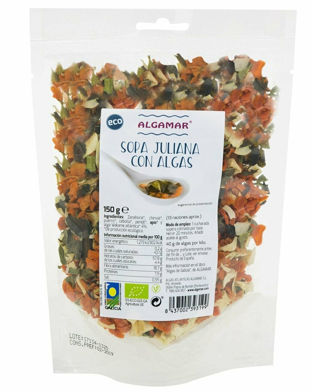 Sopa Juliana con Algas ECO 150 g Algamar®