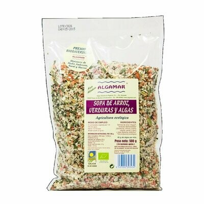 Sopa de Arroz, Verduras y Algas ECO 500 g Algamar®