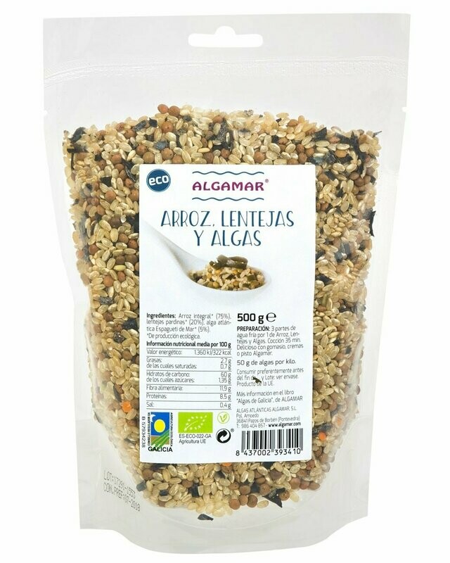 Arroz, Lentejas y Algas ECO 500 g Algamar®