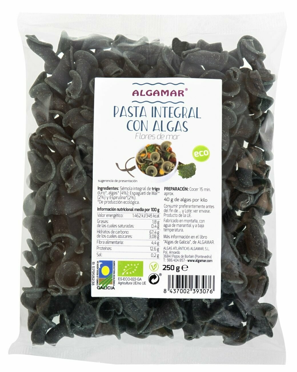 Pasta Integral con Algas "Flores de Mar" ECO 250 g Algamar®
