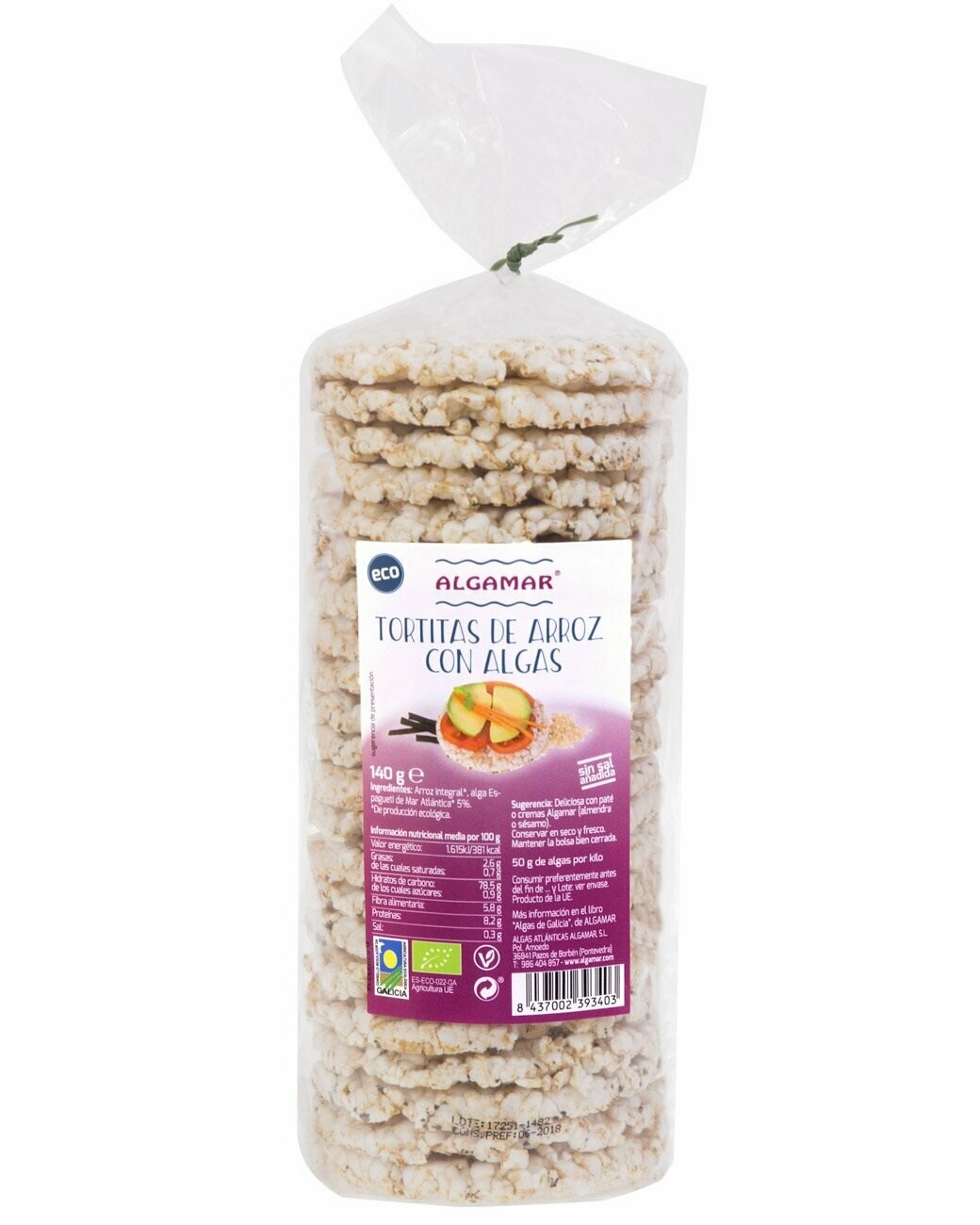 Tortitas de Arroz con Algas ECO 140 g Algamar®
