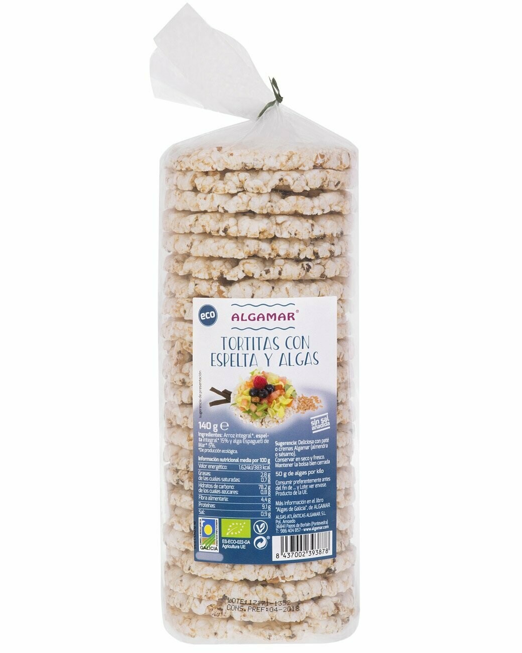 Tortitas con Espelta y Algas ECO 140 g Algamar®