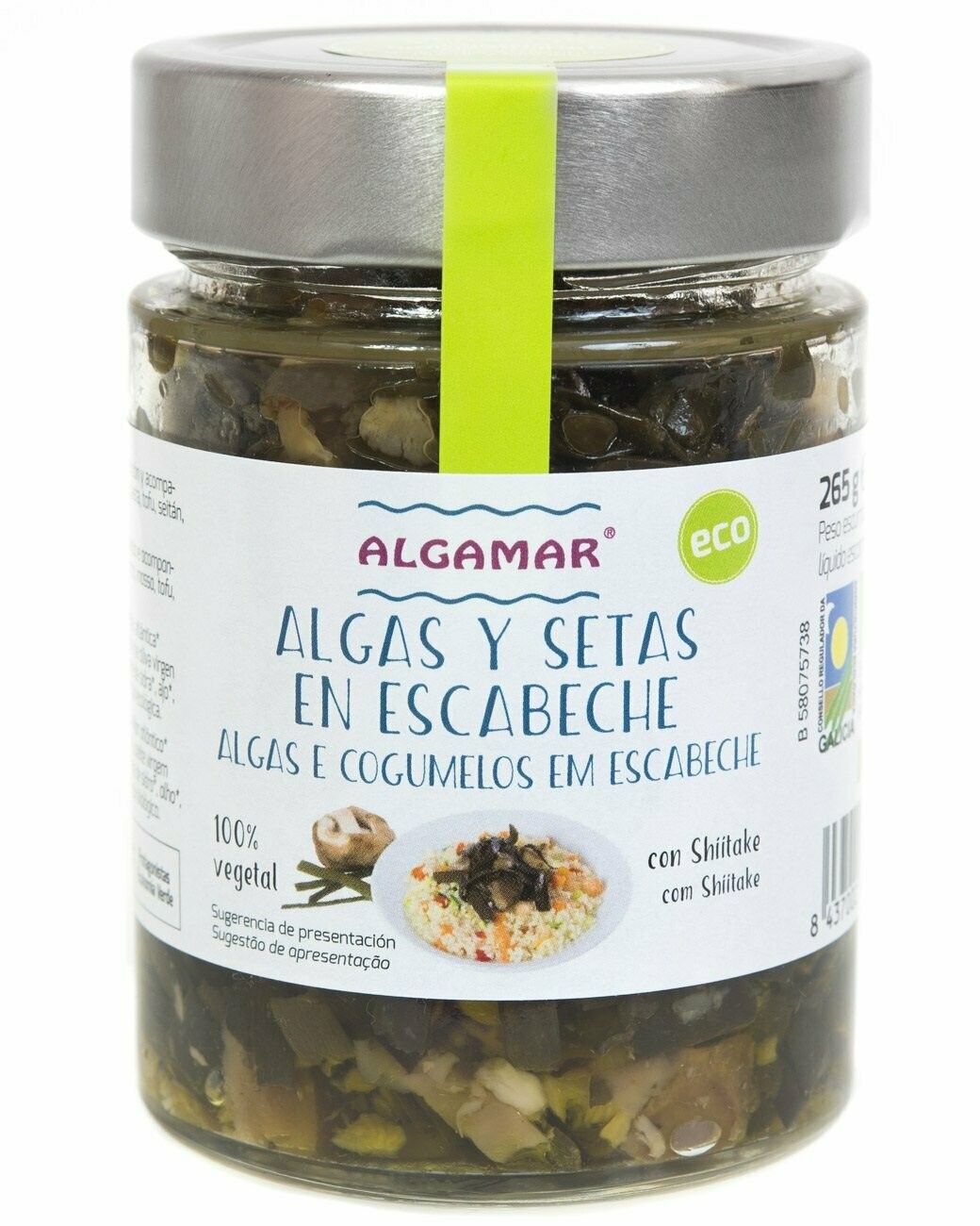 Algas y Setas en Escabeche con aceite de oliva y vinagre de manzana ECO 265 g Algamar®
