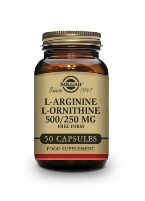 L-Arginina 500 mg / L-Ornitina 250 mg - 50 Cápsulas vegetales Solgar®