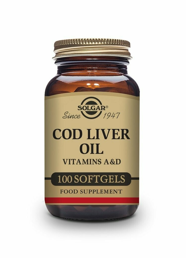 Aceite de Hígado de Bacalao (una al día) - 100 cápsulas blandas Solgar®