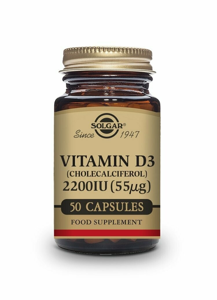 Vitamina D3 2200 UI (55 μg) (Colecalciferol) - 50 cápsulas vegetales Solgar®