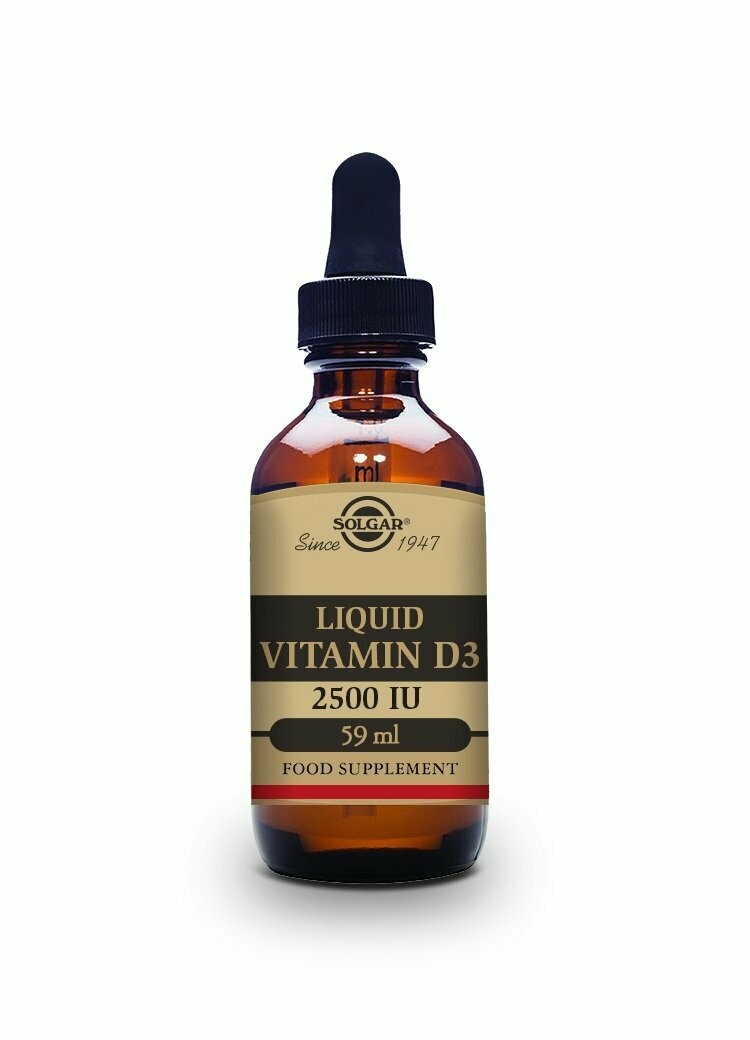 Vitamina D3 Líquida 2500 UI (62,5 µg) - Sabor naranja natural - 59 ml Solgar®