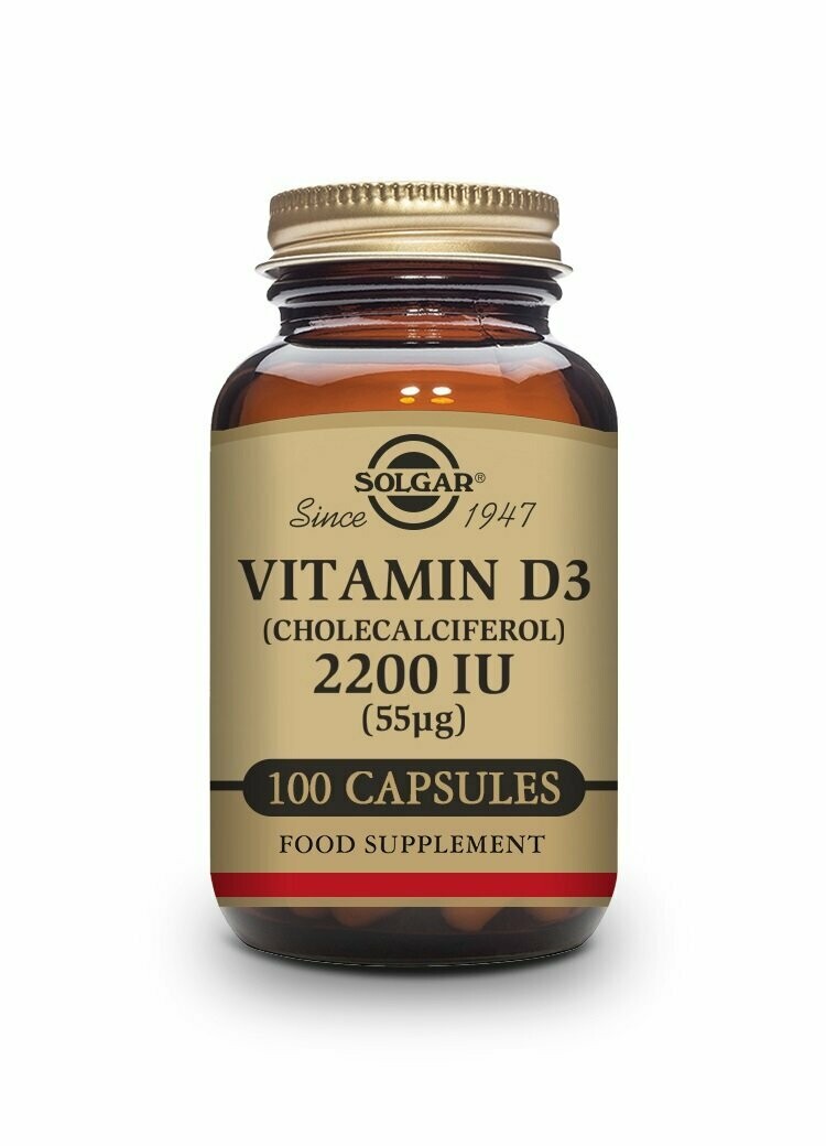 Vitamina D3 2200 UI (55 μg) (Colecalciferol) - 100 cápsulas vegetales Solgar®