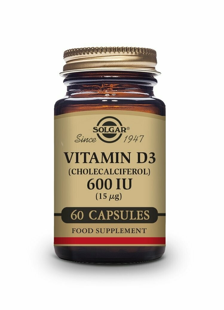 Vitamina D3 600 UI (15 μg) (Colecalciferol) - 60 cápsulas vegetales Solgar®
