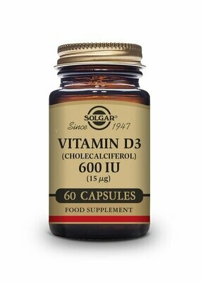 Vitamina D3 600 UI (15 μg) (Colecalciferol) - 60 cápsulas vegetales Solgar® Vitamina D3 600 UI (15 μg) (Colecalciferol) - 60 cápsulas vegetales Solgar®