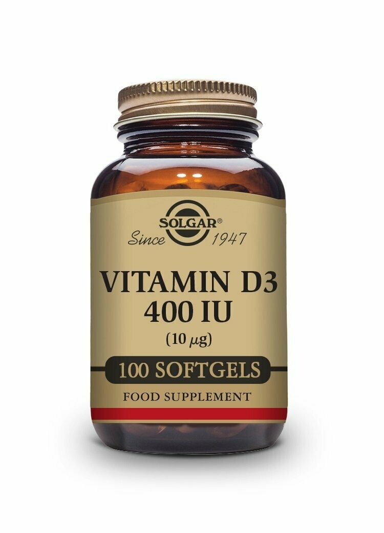 Vitamina D3 400 UI (10 μg) - 100 cápsulas blandas Solgar®