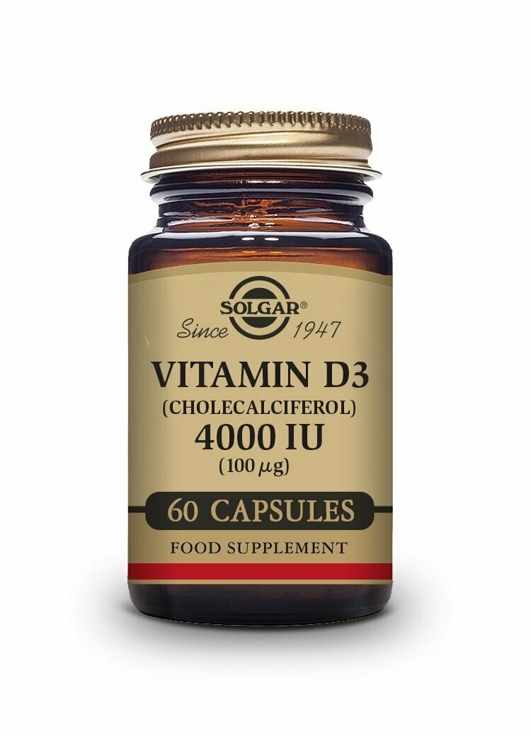 Vitamina D3 4000 UI (100 μg) (Colecalciferol) Inmunidad - 60 Cápsulas vegetales Solgar®