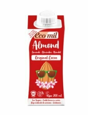 Leche de almendra original cacao Bio 200 ml Ecomil