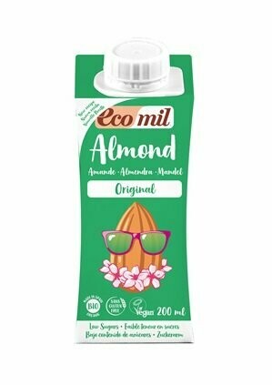 Leche de almendra original con sirope de ágave Bio 200 ml Ecomil