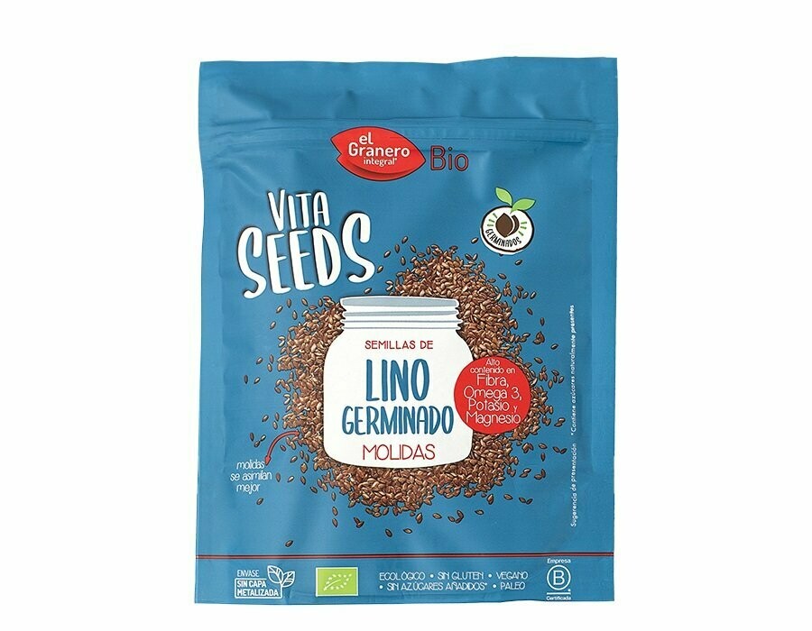 Vitaseeds Semillas de Lino Germinado molidas Bio, 200g El Granero Integral