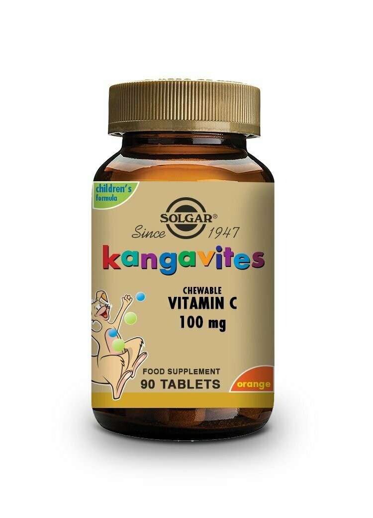 Kangavites Vitamina C Sabor a naranja natural 100 mg - 90 Comprimidos masticables Solgar®