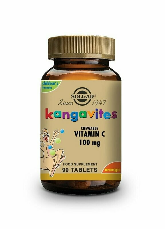 Kangavites Vitamina C Sabor a naranja natural 100 mg - 90 Comprimidos masticables Solgar®