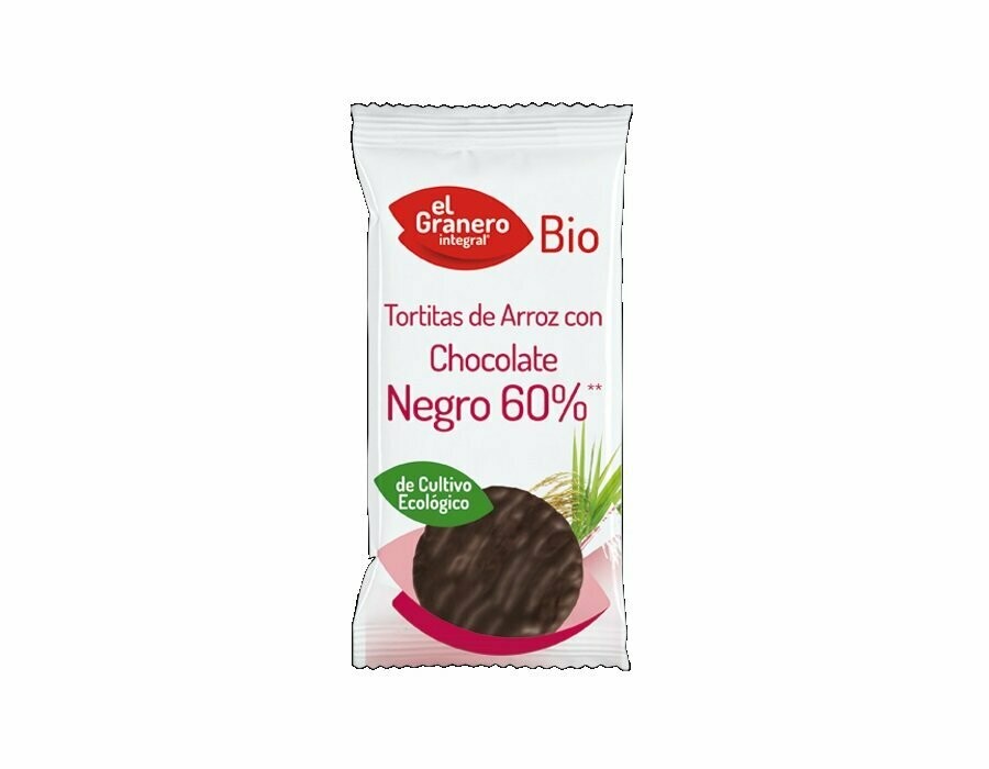 Tortitas de Arroz con Chocolate Negro Bio, 6 Und. 100 g El Granero Integral
