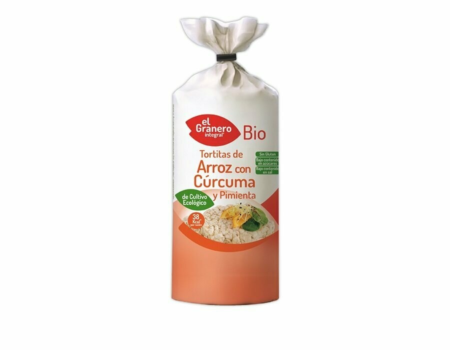Tortitas de Arroz con Cúrcuma y Pimienta Sin Gluten Bio, 115 g El Granero Integral