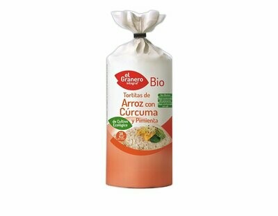 Tortitas de Arroz con Cúrcuma y Pimienta Sin Gluten Bio, 115 g El Granero Integral