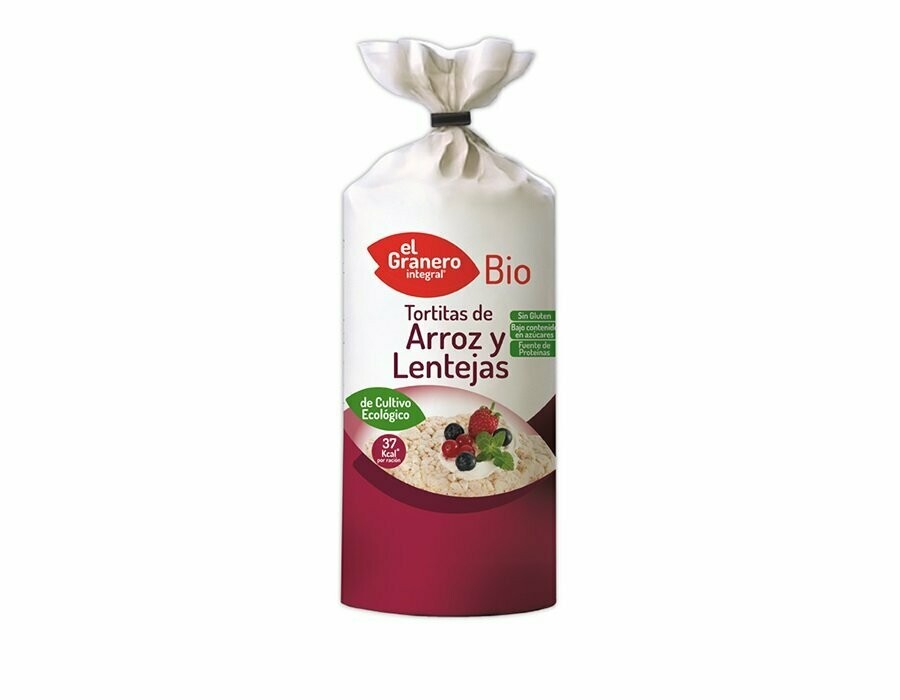 Tortitas de Arroz y Lentejas Sin Gluten Bio, 115 g El Granero Integral