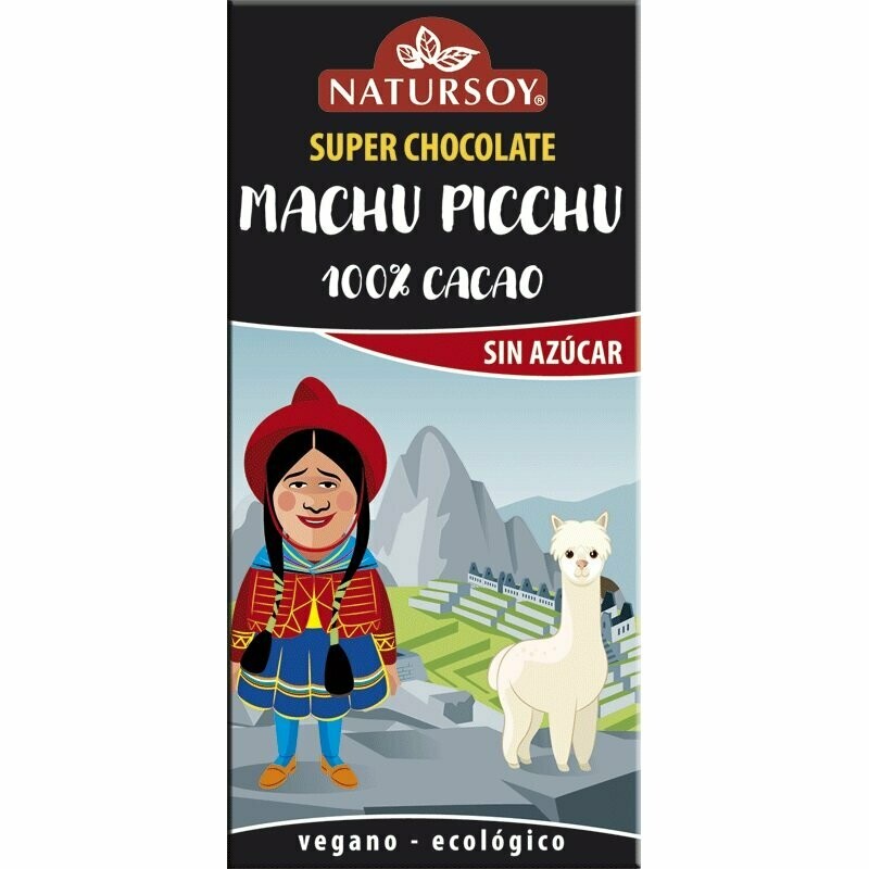 Super Chocolate Machu Pichu ecológico 100% de cacao, sin azúcar 100 g Natursoy