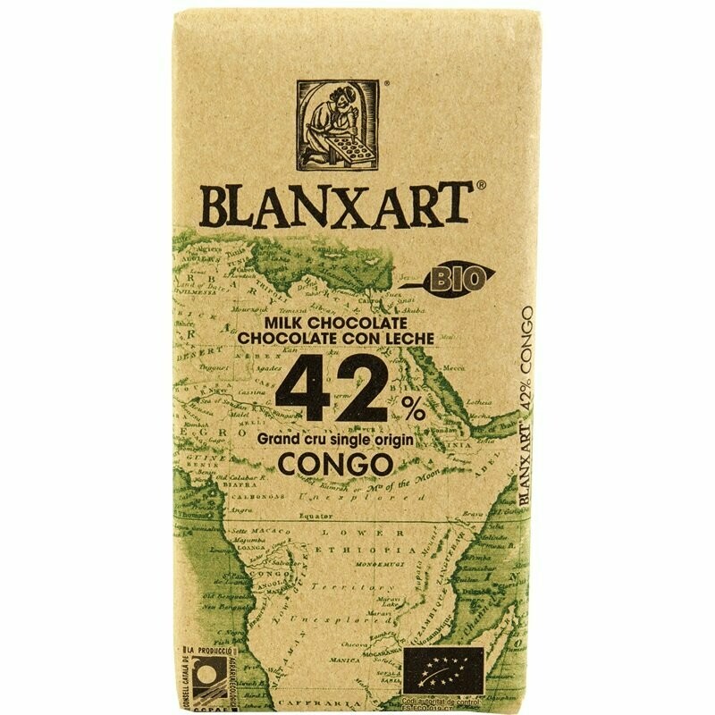 Chocolate con leche Congo Blanxart Bio 42% de cacao 125 g Natursoy