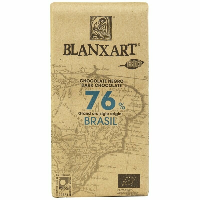 Chocolate negro Brasil Blanxart Bio 76% de cacao 125 g Natursoy