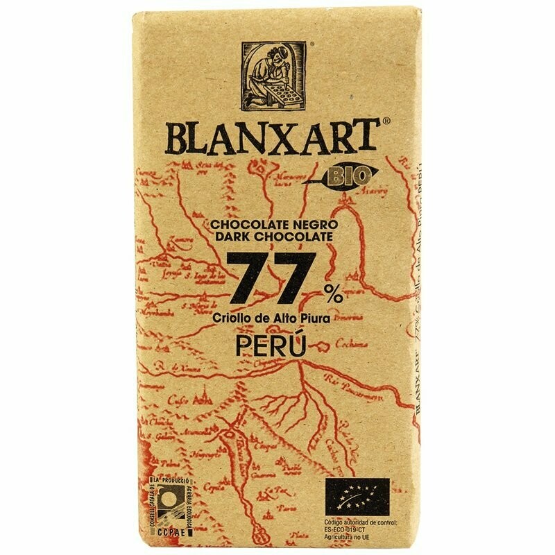 Chocolate negro Perú Blanxart Bio 77% de cacao 125 g Natursoy