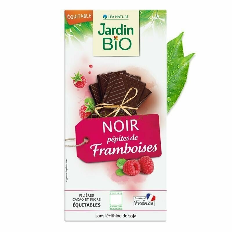 Chocolate negro con Frambuesa Bio 100 g Jardín Bio