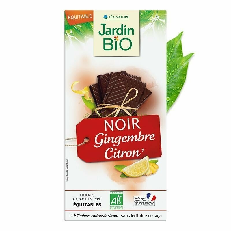 Chocolate negro con Jengibre y Limón Bio 100 g Jardín Bio