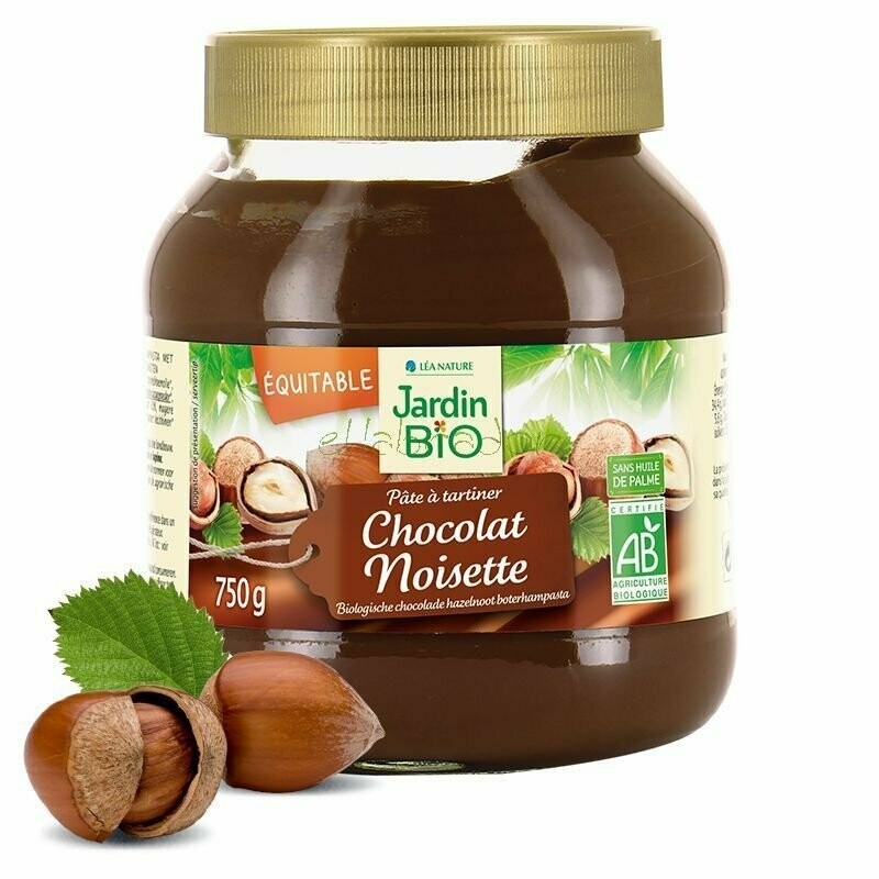 Crema de Cacao y Avellanas sin aceite de palma Bio 750g Jardín Bio