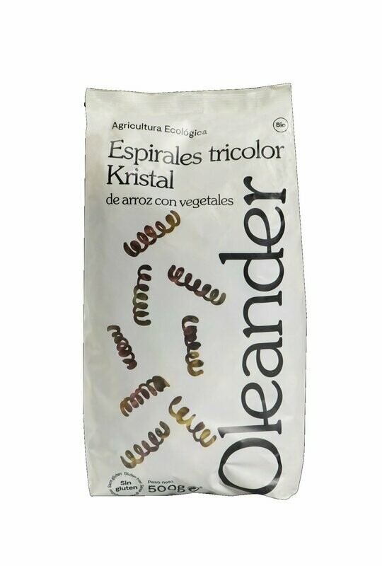 Espirales Kristal tricolor de pasta de arroz Bio 500 g. Oleander