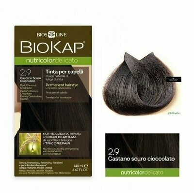 Tinte de Pelo Nutricolor Delicato 2.90 Castaño Oscuro Chocolate 140 ml Biokap