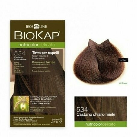 Tinte de Pelo Nutricolor Delicato 5.34 Castaño Miel Claro 140 ml Biokap